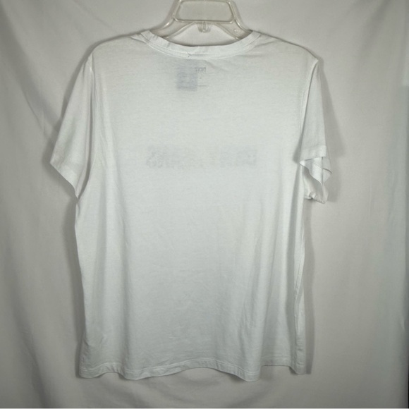 DKNY White Short Sleeve Shirt W/DKNY Logo In Silver Rhinestones, Size Large, NWT - Picture 14 of 16